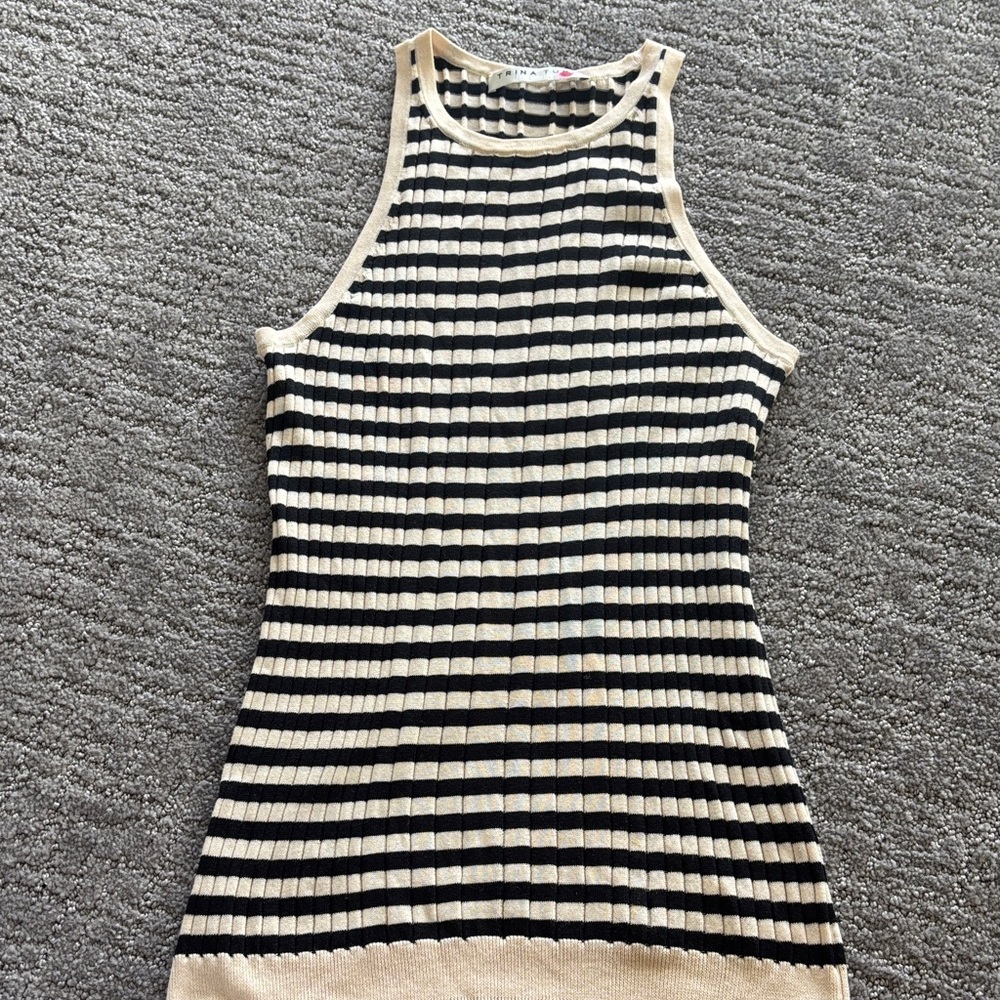 Trina Turk Striped Black and Cream Women's Top